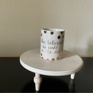 Inspirational White and Gold Polka Dot Coffee Tea  Positive Affirmation